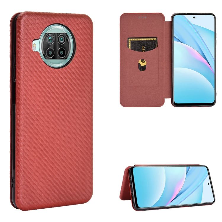 For Xiaomi Mi 10T Lite Carbon Fiber Texture Horizontal Flip TPU + PC + PU Leather Case with Card Slot