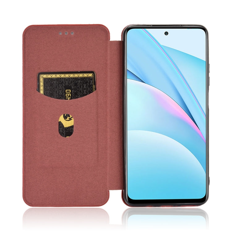 For Xiaomi Mi 10T Lite Carbon Fiber Texture Horizontal Flip TPU + PC + PU Leather Case with Card Slot
