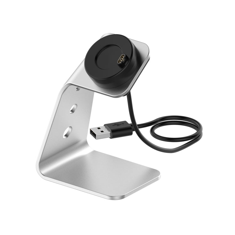 For Garmin Forerunner 745 / Venu Sq / Fenix 6 Universal Aluminum Alloy Magnetic Charger Holder with Chip Protection, Support Fast Charging, Style:Right Interface(Silver)