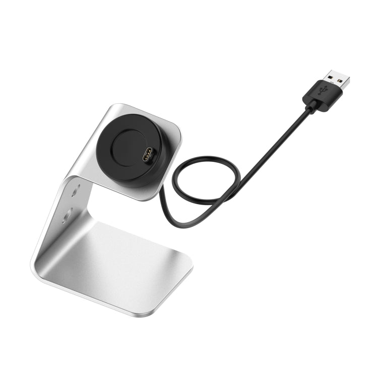 For Garmin Forerunner 745 / Venu Sq / Fenix 6 Universal Aluminum Alloy Magnetic Charger Holder with Chip Protection, Support Fast Charging, Style:Right Interface(Silver)