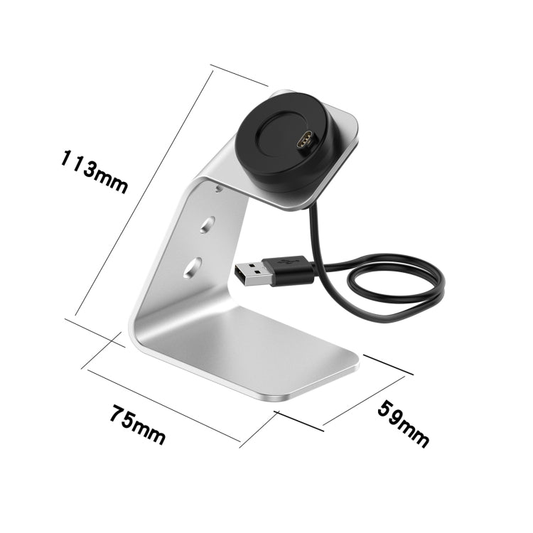 For Garmin Forerunner 745 / Venu Sq / Fenix 6 Universal Aluminum Alloy Magnetic Charger Holder with Chip Protection, Support Fast Charging, Style:Right Interface(Silver)