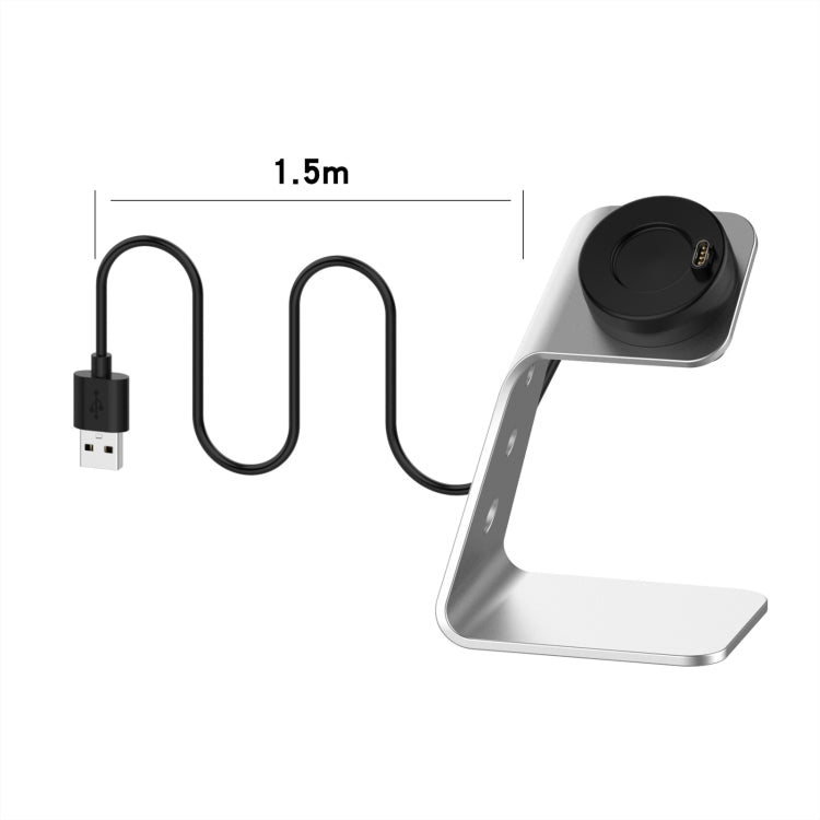 For Garmin Forerunner 745 / Venu Sq / Fenix 6 Universal Aluminum Alloy Magnetic Charger Holder with Chip Protection, Support Fast Charging, Style:Right Interface(Silver)