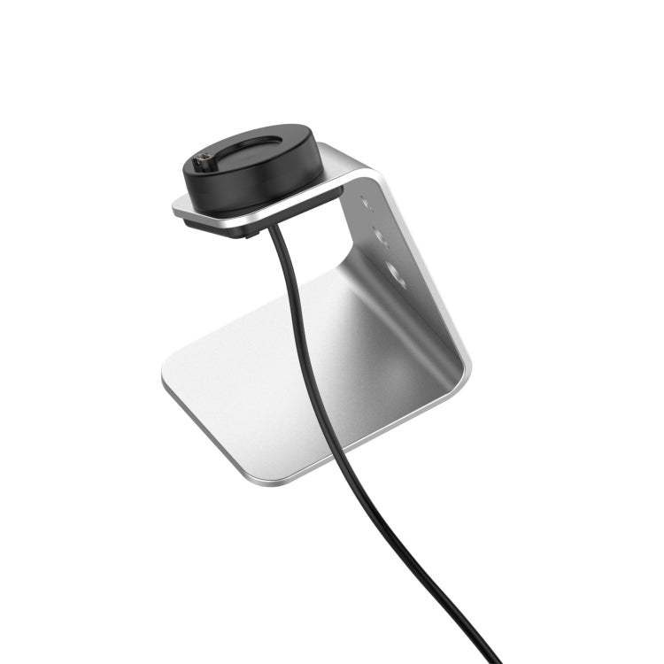For Garmin Forerunner 745 / Venu Sq / Fenix 6 Universal Aluminum Alloy Magnetic Charger Holder with Chip Protection, Support Fast Charging, Style:Right Interface(Silver)
