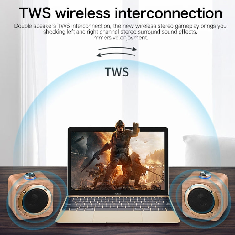 Q1B Subwoofer Wooden TWS Interconnection Wireless Bluetooth Speaker