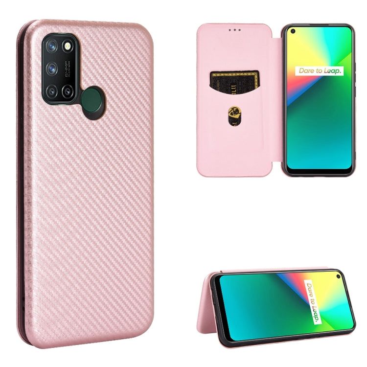 For OPPO Realme 7i Carbon Fiber Texture Horizontal Flip TPU + PC + PU Leather Case with Card Slot
