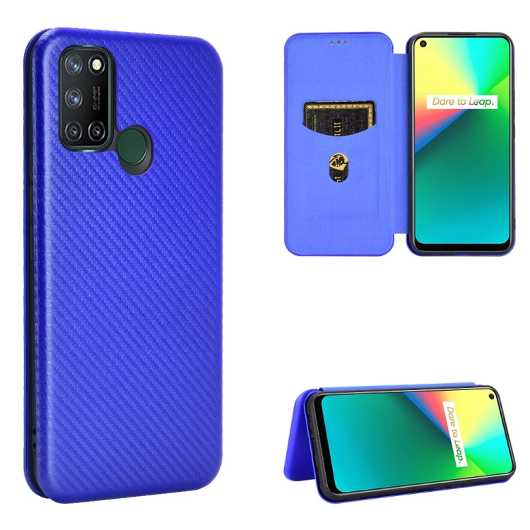 For OPPO Realme 7i Carbon Fiber Texture Horizontal Flip TPU + PC + PU Leather Case with Card Slot