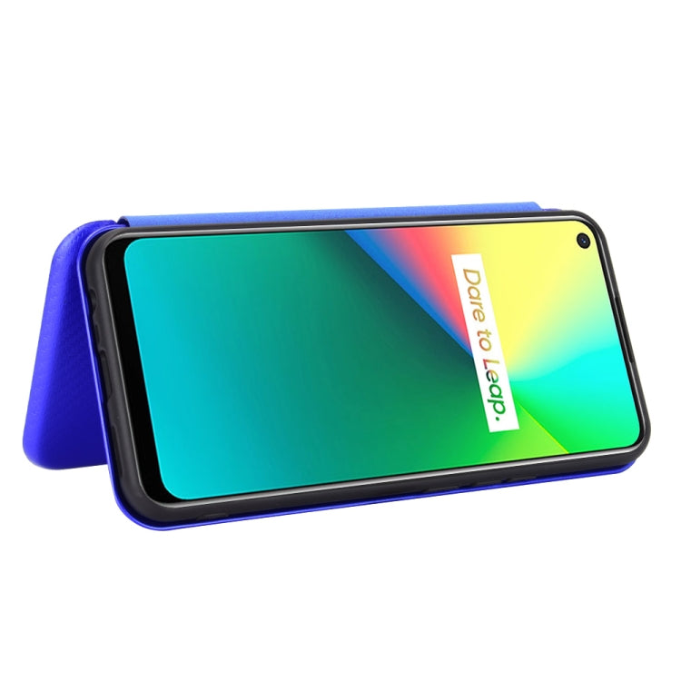For OPPO Realme 7i Carbon Fiber Texture Horizontal Flip TPU + PC + PU Leather Case with Card Slot