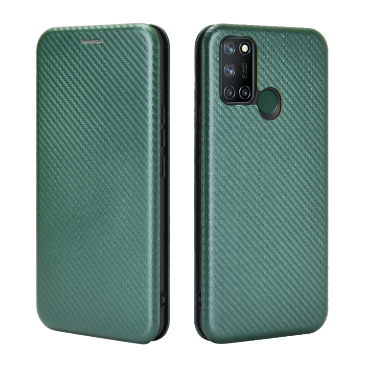 For OPPO Realme 7i Carbon Fiber Texture Horizontal Flip TPU + PC + PU Leather Case with Card Slot