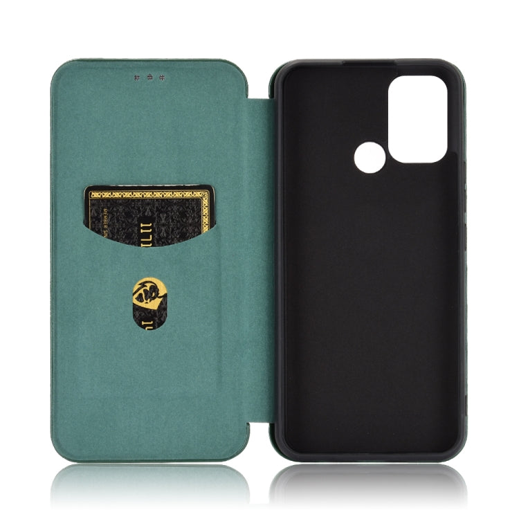 For OPPO Realme 7i Carbon Fiber Texture Horizontal Flip TPU + PC + PU Leather Case with Card Slot