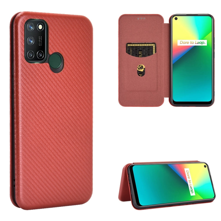 For OPPO Realme 7i Carbon Fiber Texture Horizontal Flip TPU + PC + PU Leather Case with Card Slot