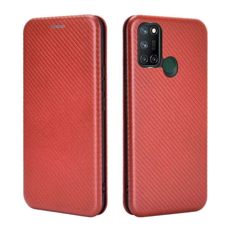 For OPPO Realme 7i Carbon Fiber Texture Horizontal Flip TPU + PC + PU Leather Case with Card Slot