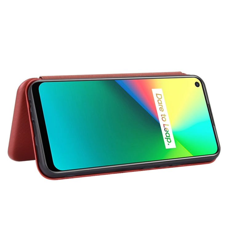 For OPPO Realme 7i Carbon Fiber Texture Horizontal Flip TPU + PC + PU Leather Case with Card Slot