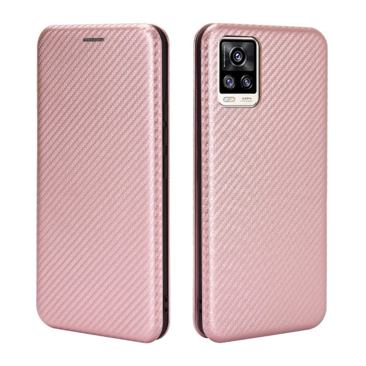 For vivo V20 4G (Indian Version) Carbon Fiber Texture Horizontal Flip TPU + PC + PU Leather Case with Card Slot