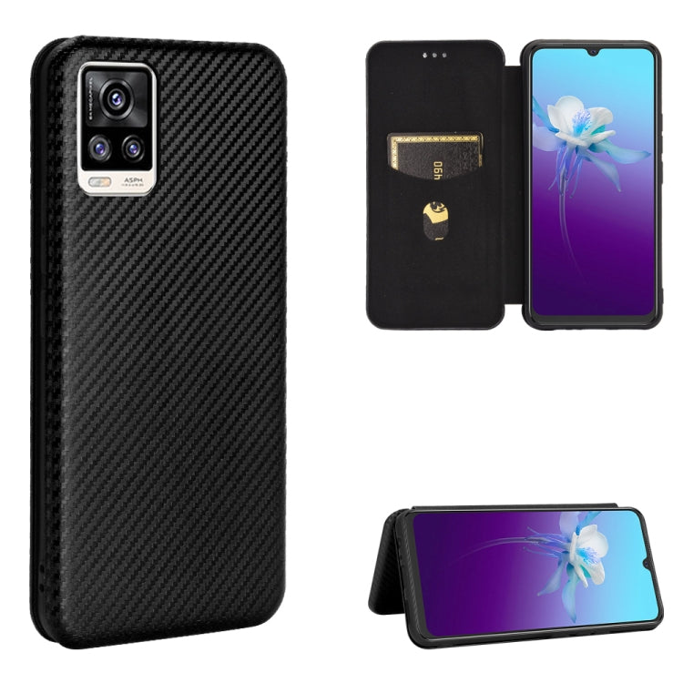 For vivo V20 4G (Indian Version) Carbon Fiber Texture Horizontal Flip TPU + PC + PU Leather Case with Card Slot