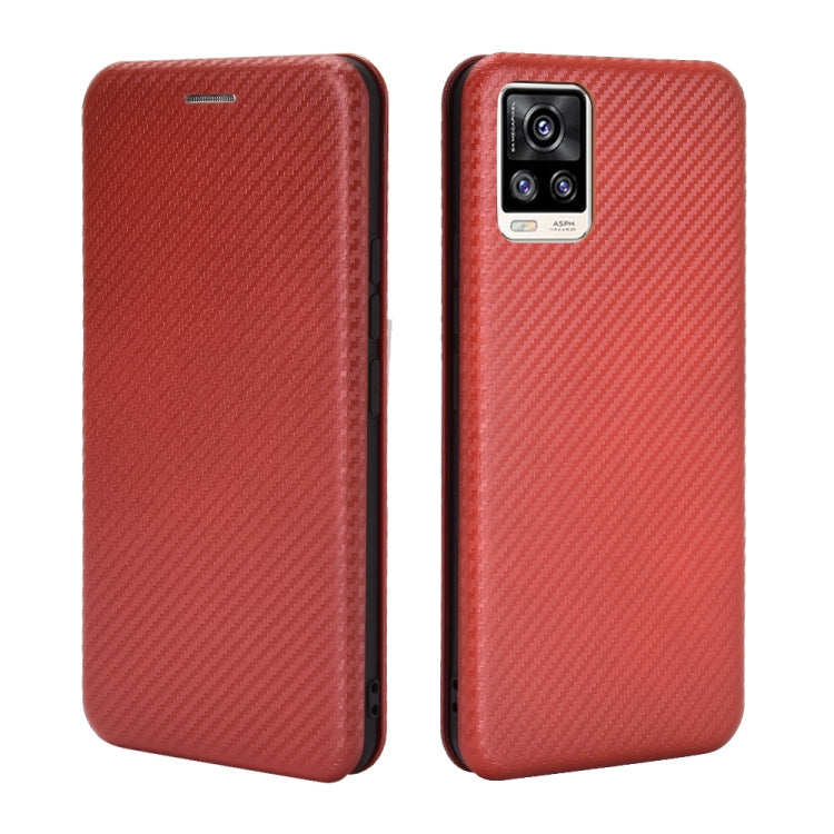 For vivo V20 4G (Indian Version) Carbon Fiber Texture Horizontal Flip TPU + PC + PU Leather Case with Card Slot