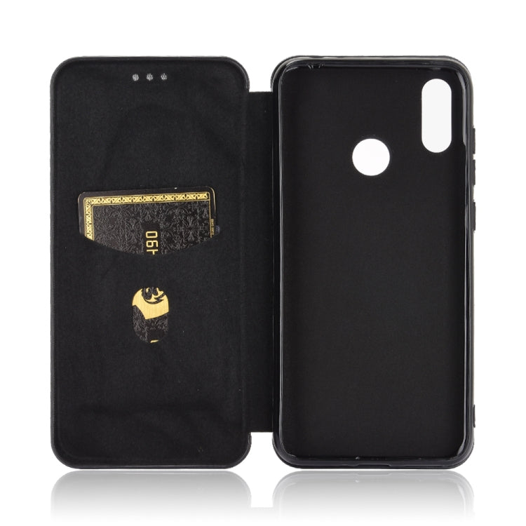 For Asus Zenfone Max (M2) ZB633KL Carbon Fiber Texture Horizontal Flip TPU + PC + PU Leather Case with Card Slot