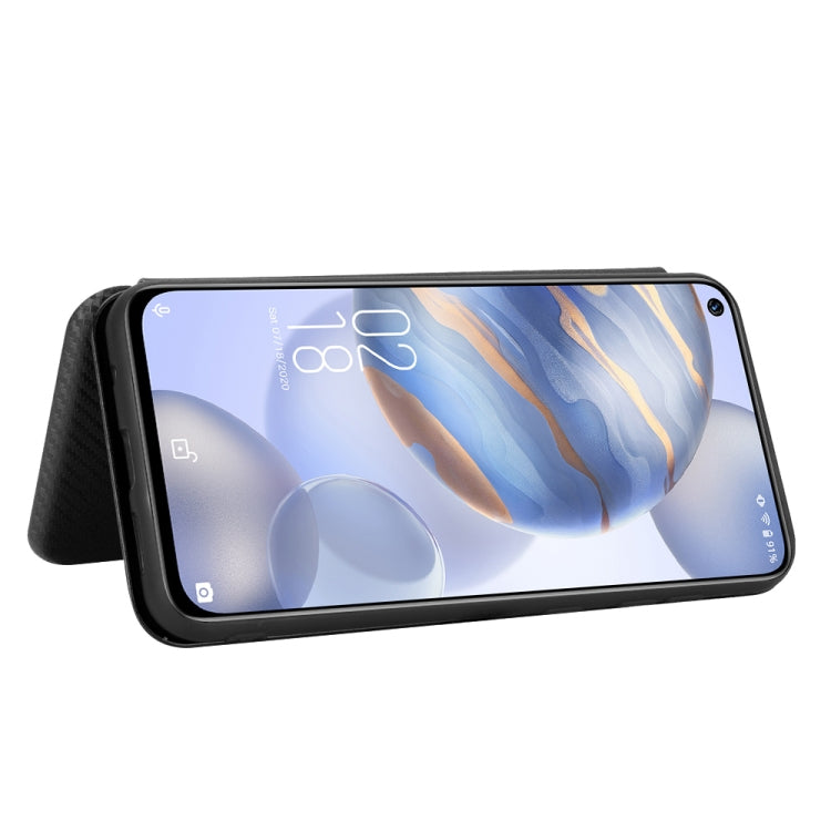 For Oukitel C21 Carbon Fiber Texture Horizontal Flip TPU + PC + PU Leather Case with Card Slot