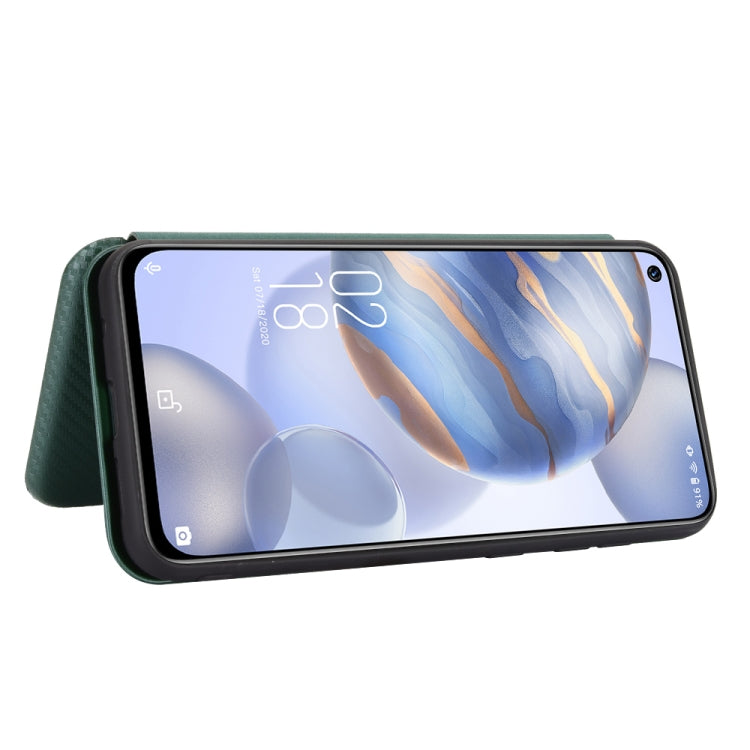 For Oukitel C21 Carbon Fiber Texture Horizontal Flip TPU + PC + PU Leather Case with Card Slot