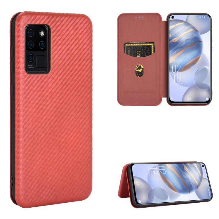 For Oukitel C21 Carbon Fiber Texture Horizontal Flip TPU + PC + PU Leather Case with Card Slot