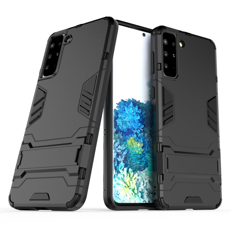 For Samsung Galaxy S21+ 5G Shockproof PC + TPU Protective Case with Hidden Holder