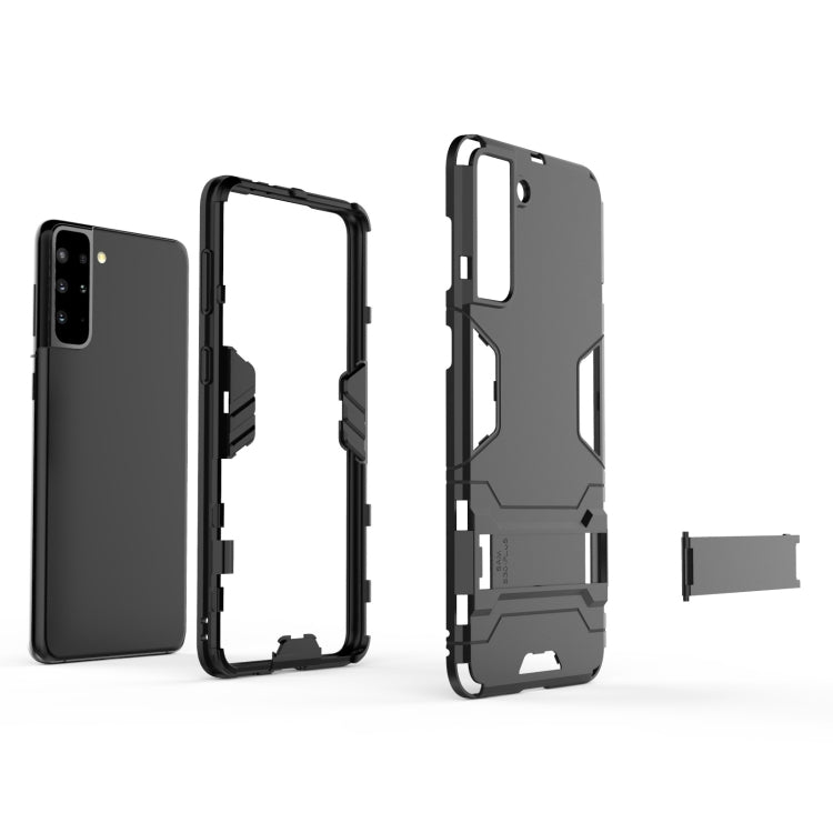 For Samsung Galaxy S21+ 5G Shockproof PC + TPU Protective Case with Hidden Holder