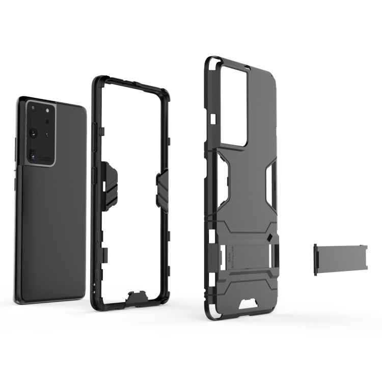 For Samsung Galaxy S21 Ultra 5G Shockproof PC + TPU Protective Case with Hidden Holder