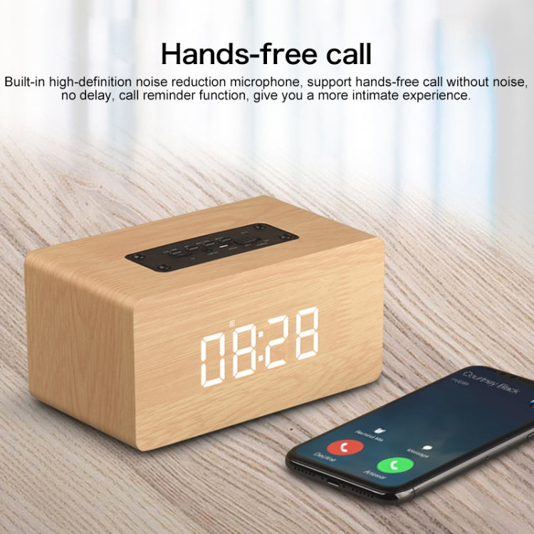 W5C Subwoofer Wooden Clock Bluetooth Speaker, Support TF Card & 3.5mm AUX