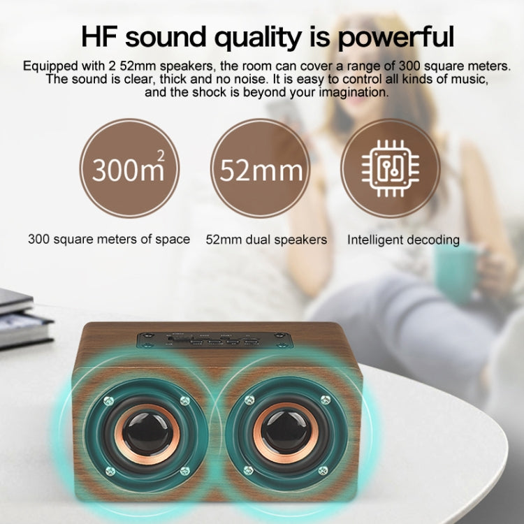 W5C Subwoofer Wooden Clock Bluetooth Speaker, Support TF Card & 3.5mm AUX