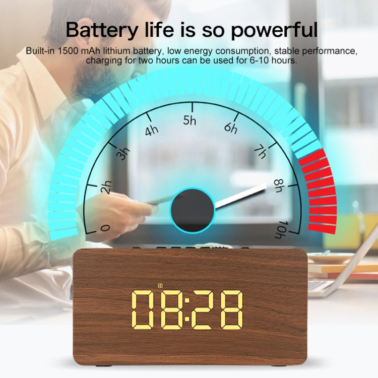 W5C Subwoofer Wooden Clock Bluetooth Speaker, Support TF Card & 3.5mm AUX