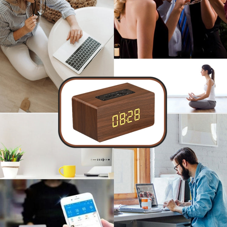 W5C Subwoofer Wooden Clock Bluetooth Speaker, Support TF Card & 3.5mm AUX