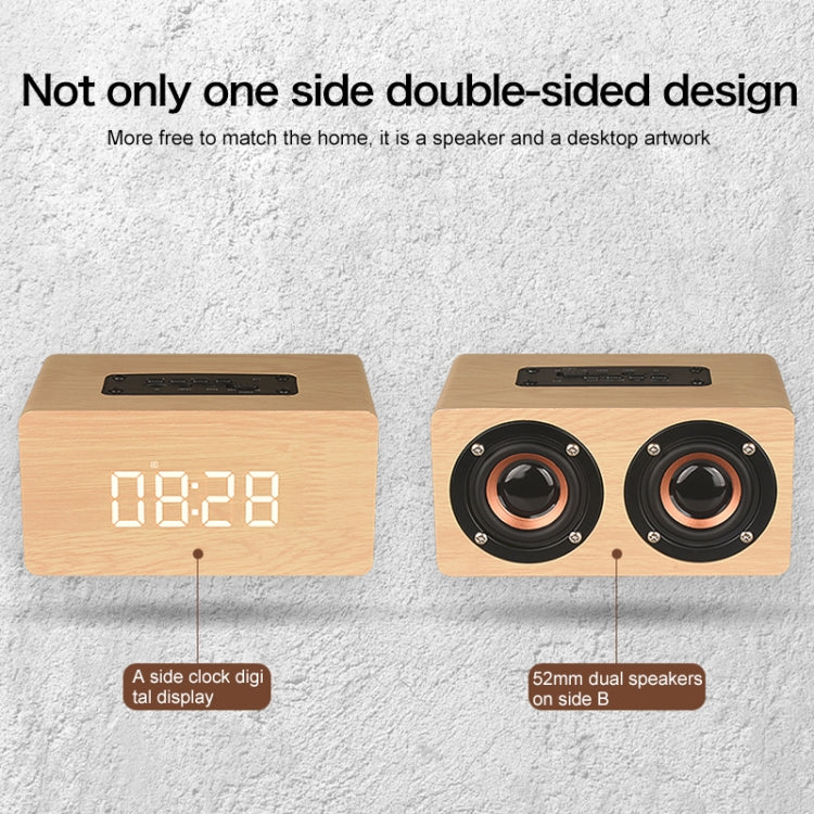 W5C Subwoofer Wooden Clock Bluetooth Speaker, Support TF Card & 3.5mm AUX
