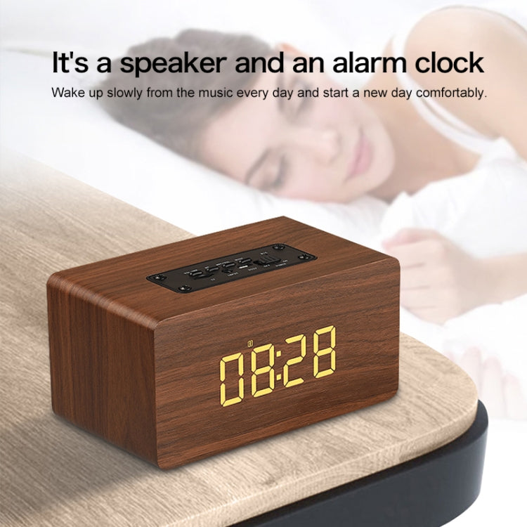 W5C Subwoofer Wooden Clock Bluetooth Speaker, Support TF Card & 3.5mm AUX