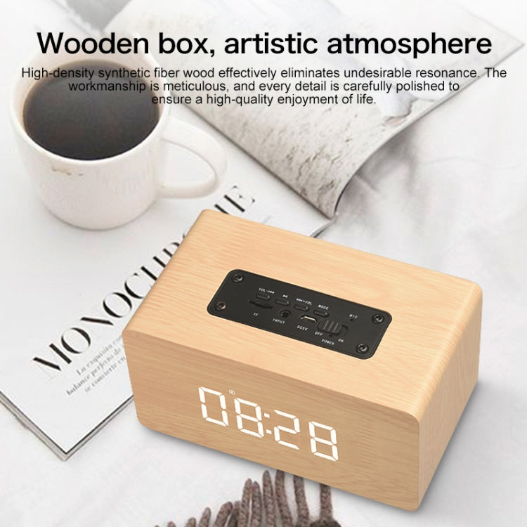 W5C Subwoofer Wooden Clock Bluetooth Speaker, Support TF Card & 3.5mm AUX