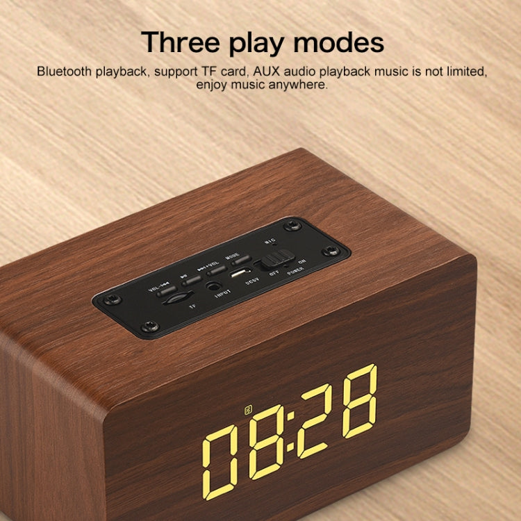 W5C Subwoofer Wooden Clock Bluetooth Speaker, Support TF Card & 3.5mm AUX
