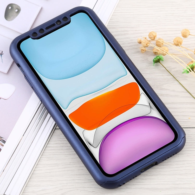 For iPhone 12 mini Shockproof PC Full Coverage Protective Case with Tempered Glass Film