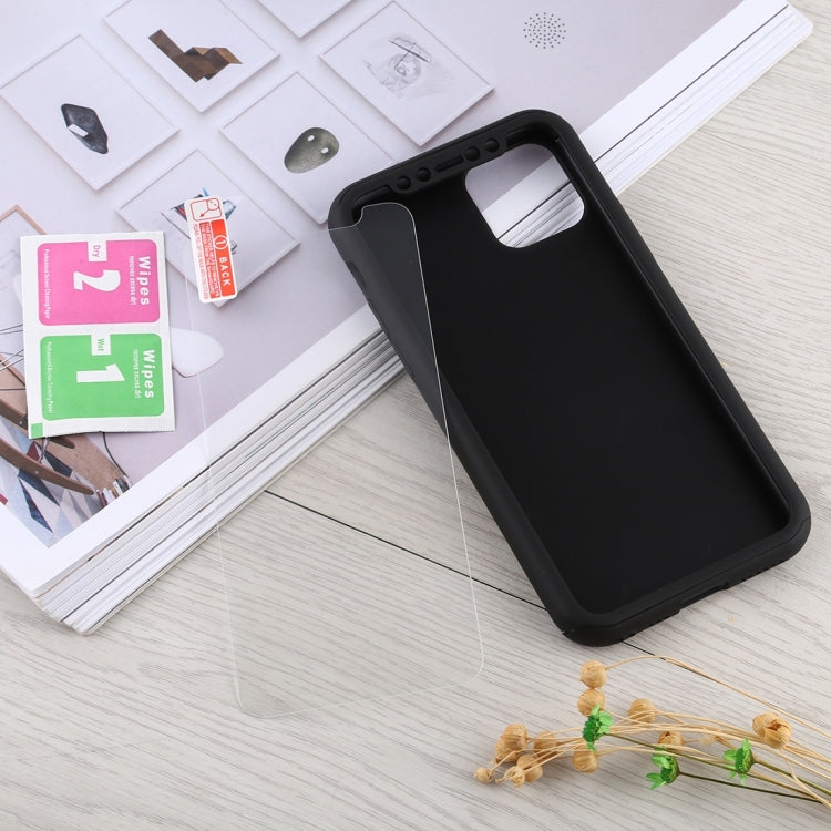 For iPhone 12 mini Shockproof PC Full Coverage Protective Case with Tempered Glass Film
