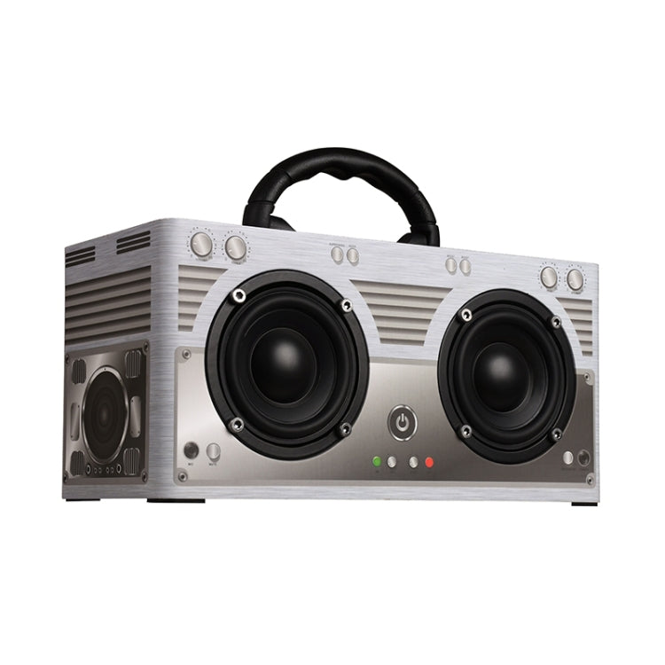 W9 Portable Retro Wooden Bluetooth Speaker, Support TF Card & 3.5mm AUX(Retro Silver)