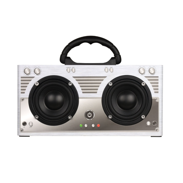 W9 Portable Retro Wooden Bluetooth Speaker, Support TF Card & 3.5mm AUX(Retro Silver)