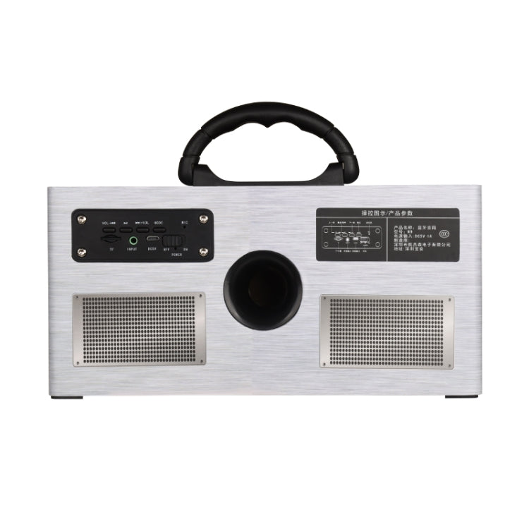 W9 Portable Retro Wooden Bluetooth Speaker, Support TF Card & 3.5mm AUX(Retro Silver)