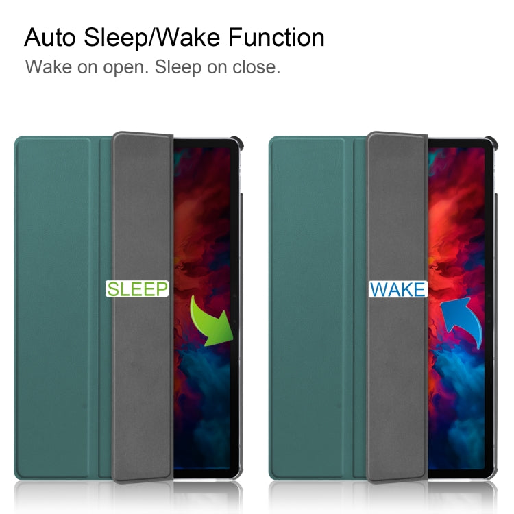 For Lenovo Tab P11 Pro (TB-XJ706F) Custer Texture Horizontal Flip Leather Case with Three-folding Holder & Sleep / Wake-up Function