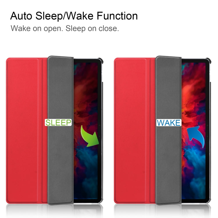 For Lenovo Tab P11 Pro (TB-XJ706F) Custer Texture Horizontal Flip Leather Case with Three-folding Holder & Sleep / Wake-up Function