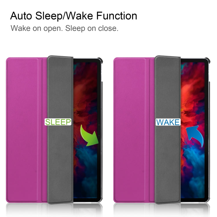 For Lenovo Tab P11 Pro (TB-XJ706F) Custer Texture Horizontal Flip Leather Case with Three-folding Holder & Sleep / Wake-up Function