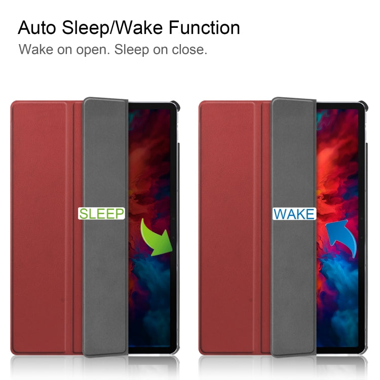 For Lenovo Tab P11 Pro (TB-XJ706F) Custer Texture Horizontal Flip Leather Case with Three-folding Holder & Sleep / Wake-up Function