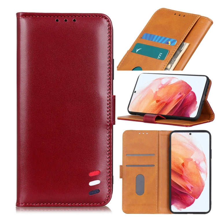 For Samsung Galaxy S21 5G 3-Color Pearl Texture Magnetic Buckle Horizontal Flip PU Leather Case with Card Slots & Wallet & Holder