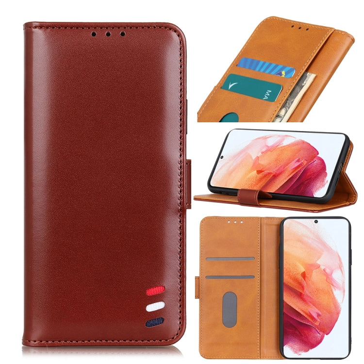 For Samsung Galaxy S21 5G 3-Color Pearl Texture Magnetic Buckle Horizontal Flip PU Leather Case with Card Slots & Wallet & Holder