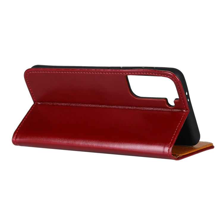 For Samsung Galaxy S21 Plus 5G 3-Color Pearl Texture Magnetic Buckle Horizontal Flip PU Leather Case with Card Slots & Wallet & Holder