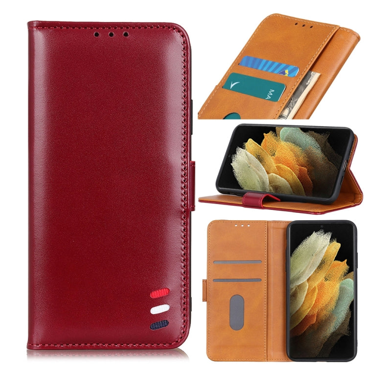 For Samsung Galaxy S21 Ultra 5G 3-Color Pearl Texture Magnetic Buckle Horizontal Flip PU Leather Case with Card Slots & Wallet & Holder