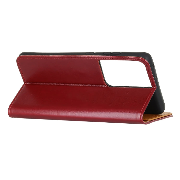 For Samsung Galaxy S21 Ultra 5G 3-Color Pearl Texture Magnetic Buckle Horizontal Flip PU Leather Case with Card Slots & Wallet & Holder