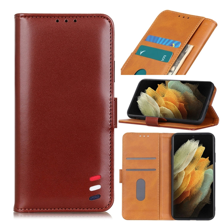 For Samsung Galaxy S21 Ultra 5G 3-Color Pearl Texture Magnetic Buckle Horizontal Flip PU Leather Case with Card Slots & Wallet & Holder