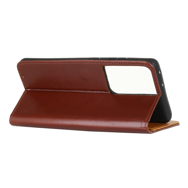 For Samsung Galaxy S21 Ultra 5G 3-Color Pearl Texture Magnetic Buckle Horizontal Flip PU Leather Case with Card Slots & Wallet & Holder